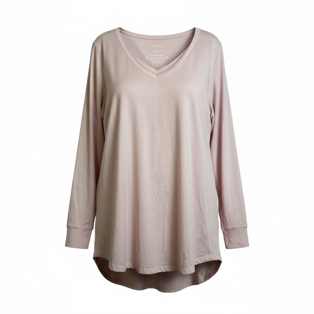 NWT Torrid Womens Pink Long Sleeve V Neck Classic Fit Tunic Top‎ Size 3X